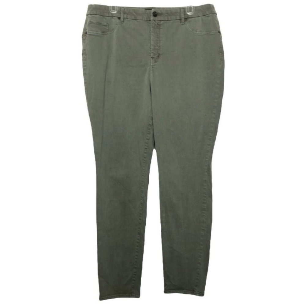 CHICO'S Size 1.5 So Slimming Light Army Green Denim Pants - Standard Size 10 EUC